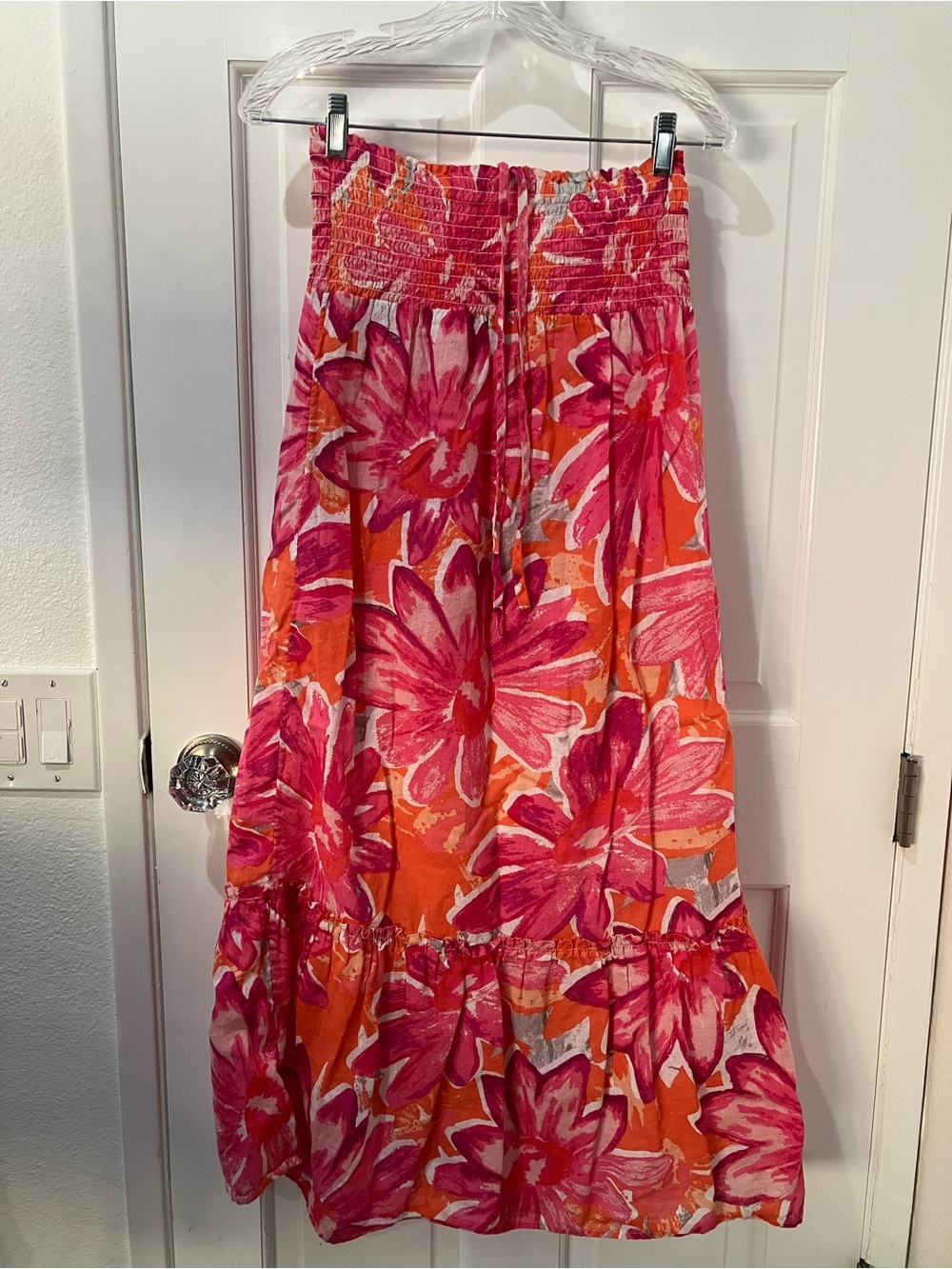 Old Navy Pink & Orange Floral Strapless Dress